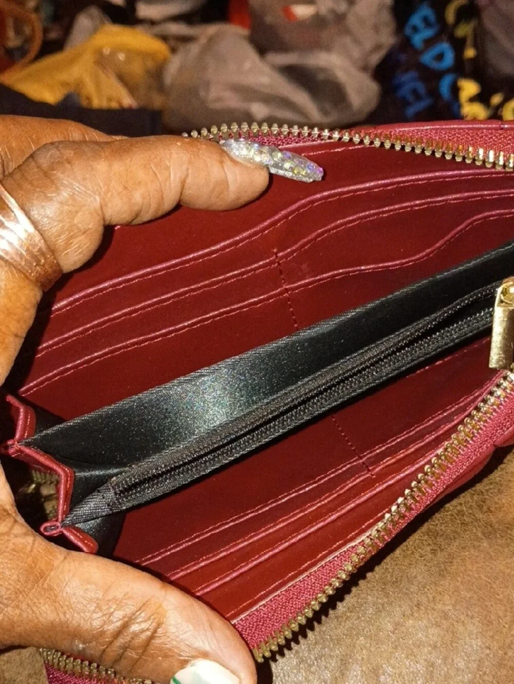 London Fog Quilted Wine Red Wallet Wristlet